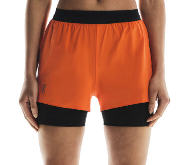 On Women's 3" Performance 2/1 Shorts - Flame/Black