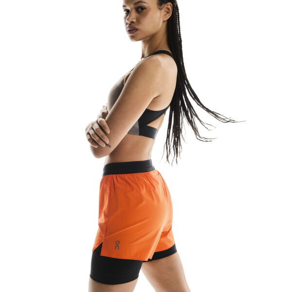 On Women's 3" Performance 2/1 Shorts - Flame/Black - Image 5