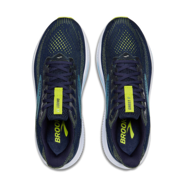 Brooks Men's Ghost 17 Wide - Peacoat/Lime/Blue - Image 5