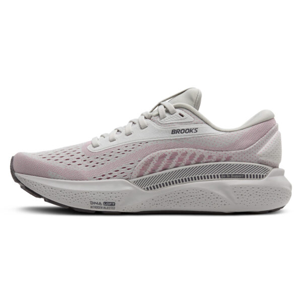 Brooks Women's Adrenaline GTS 24 - Oyster/Excalibur/Pink - Image 2