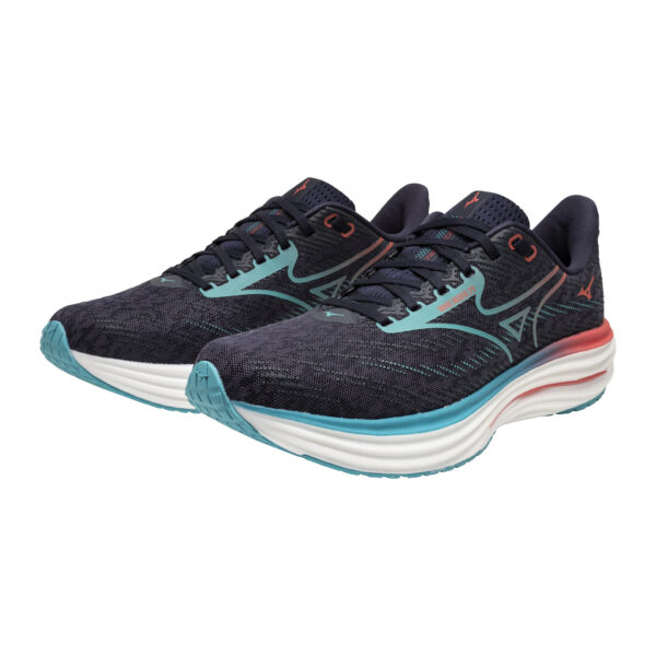 Mizuno Men's Wave Rider 29 - Odyssey Gray/Capri Breeze/Calypso Coral - Image 3