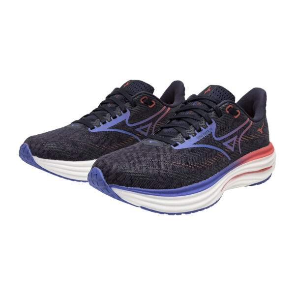 Mizuno Women's Wave Rider 29 - Odyssey Gray/Iris Bloom/Calypso Coral - Image 3