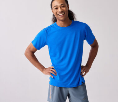 Brooks Men's  Luxe Short Sleeve - Htr Neo Blue