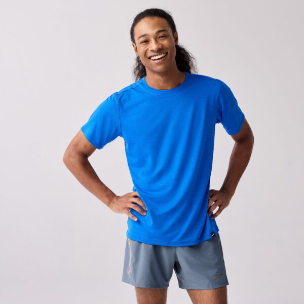 Brooks Men's  Luxe Short Sleeve - Htr Neo Blue