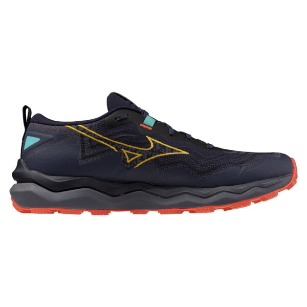 Mizuno Men's Wave Daichi 9 - Baritone Blue/Citrus/Fiery Coral - Image 2