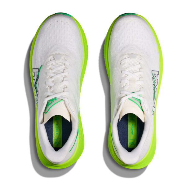 Hoka Men's Mach 6 - White/Neon Lime - Image 6