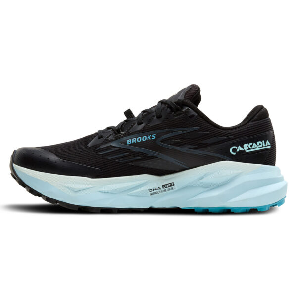 Brooks Women's Cascadia 19 GTX - Black/Ebony/Blue Flower - Image 2