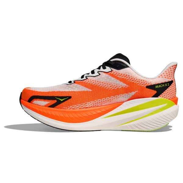 Hoka Men's Mach X 3 - White/Neon Tangerine - Image 2