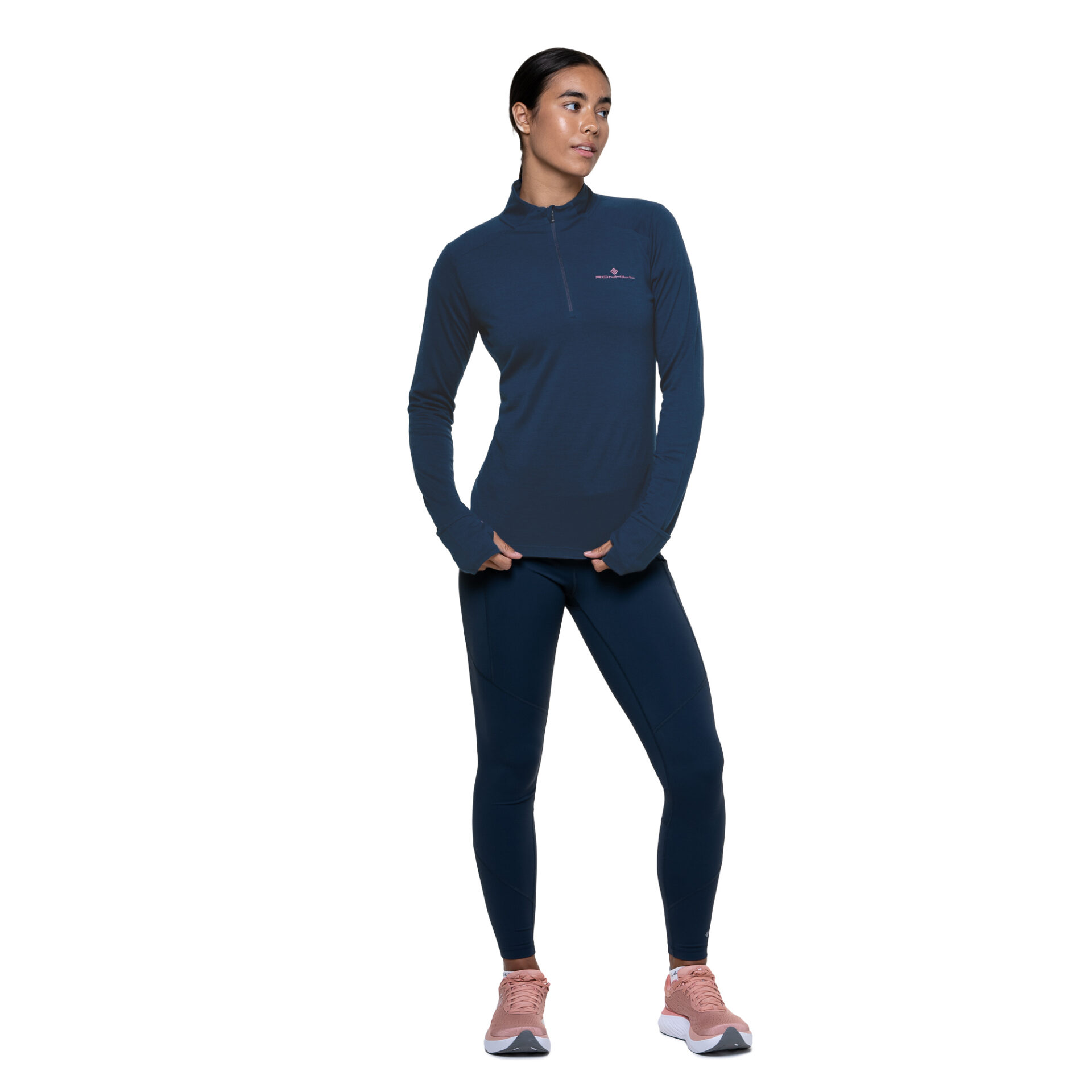 Ronhill Women's Tech Merino 1/2 Zip - Dark Navy/Dusty Tulip - Image 3
