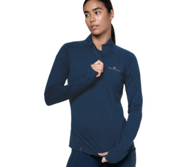 Ronhill Women's Tech Merino 1/2 Zip - Dark Navy/Dusty Tulip