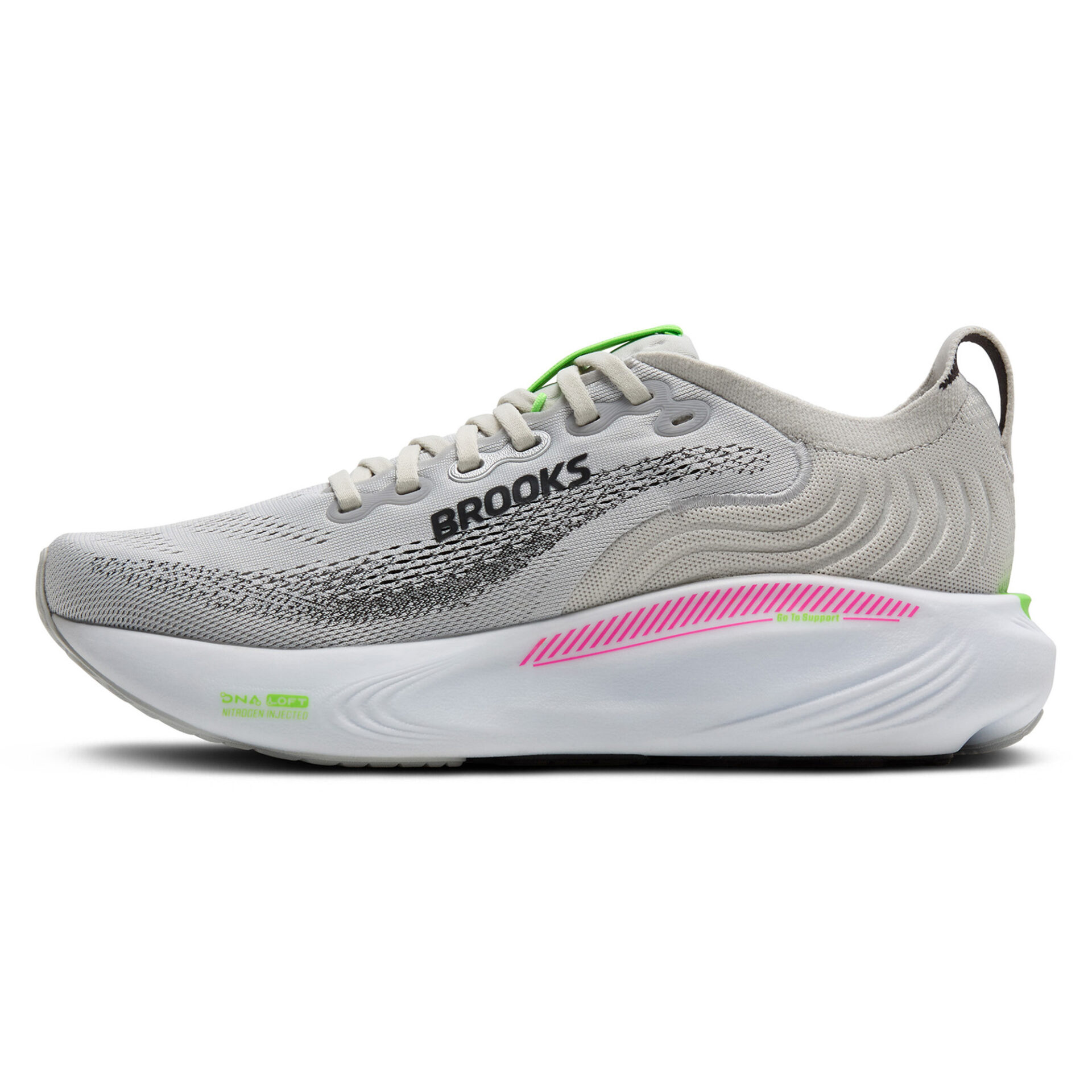 Brooks Women's Adrenaline GTS 25 (Wide D) - Oyster/Pink/Green - Image 2