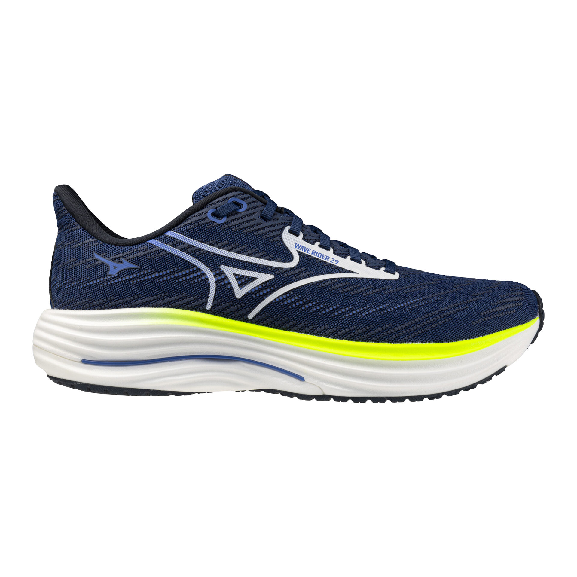 Mizuno Men's Wave Rider 29 - Estate Blue/White/Lightning Yellow