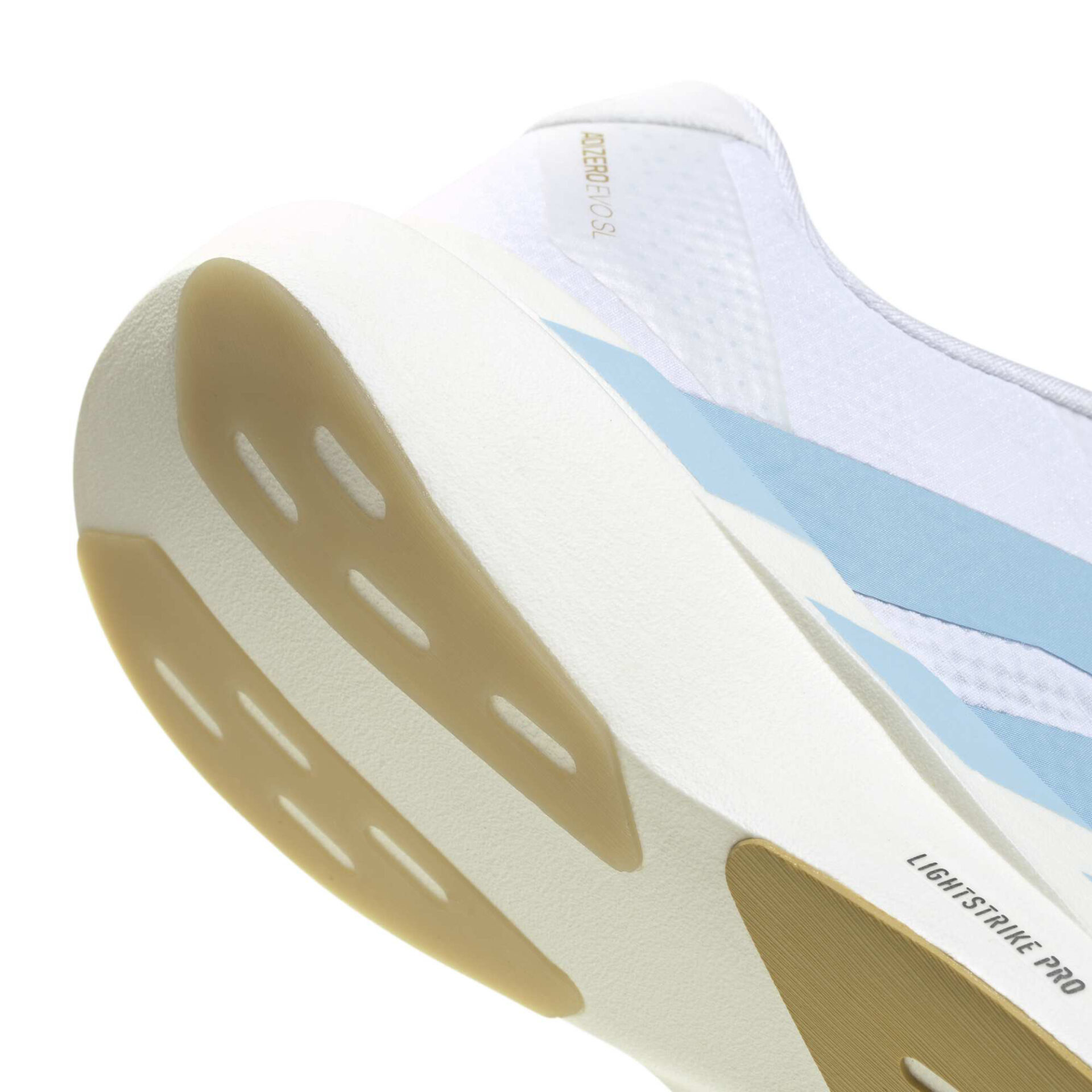 Adidas Women's Adizero Evo SL Woven - Ftwr White/Clear Blue/Matte Gold - Image 8