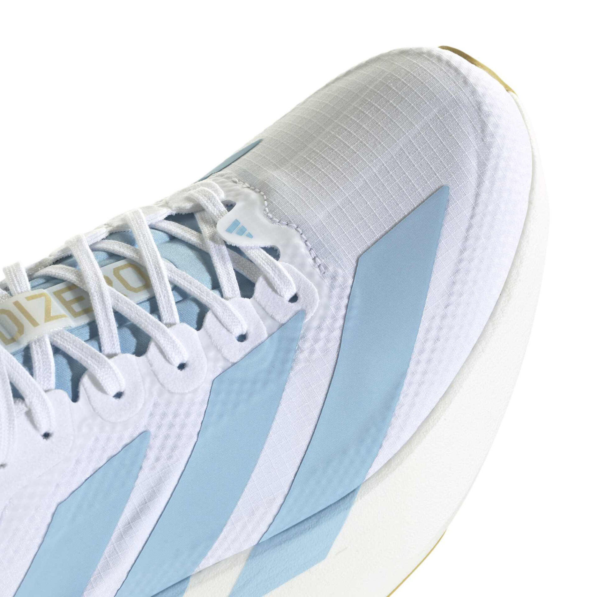 Adidas Women's Adizero Evo SL Woven - Ftwr White/Clear Blue/Matte Gold - Image 7
