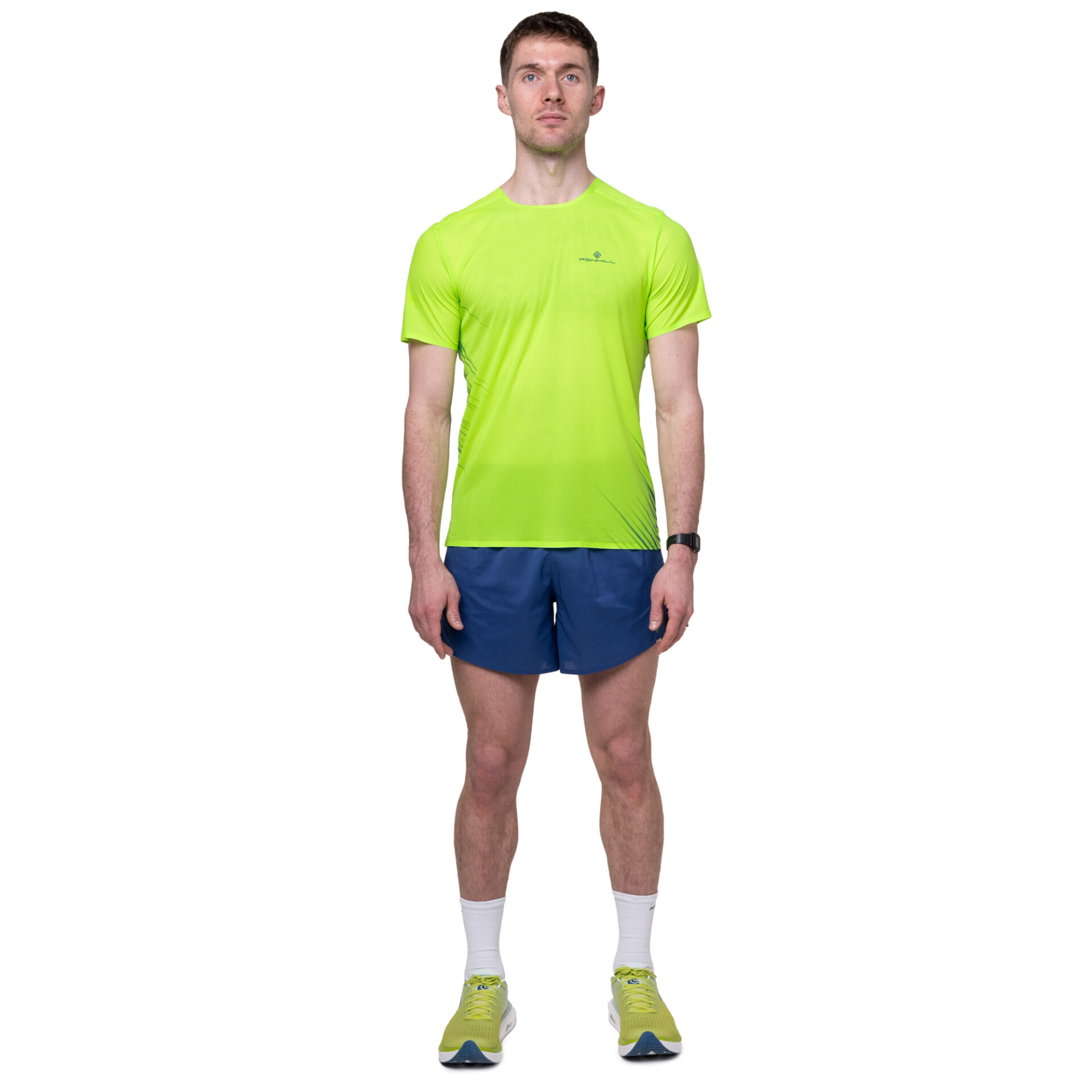 Ronhill Men's Tech Race S/S Tee - Fluo Green/Dark Cobalt - Image 4