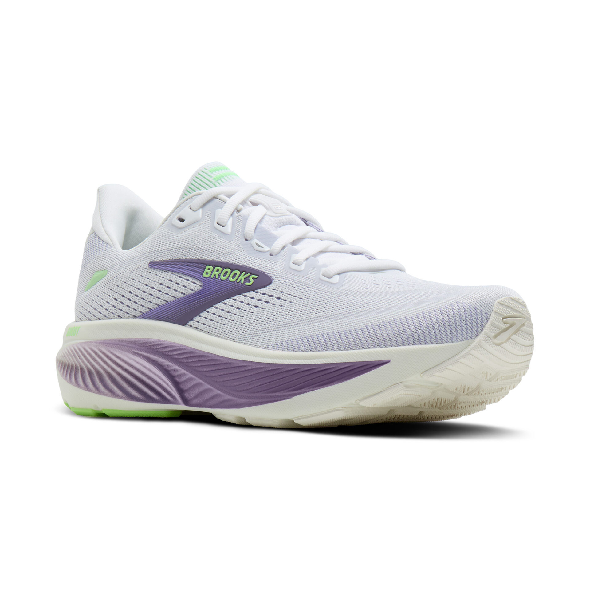 Brooks Women's Ghost 18 - White/Purple Hebe/Green - Image 3