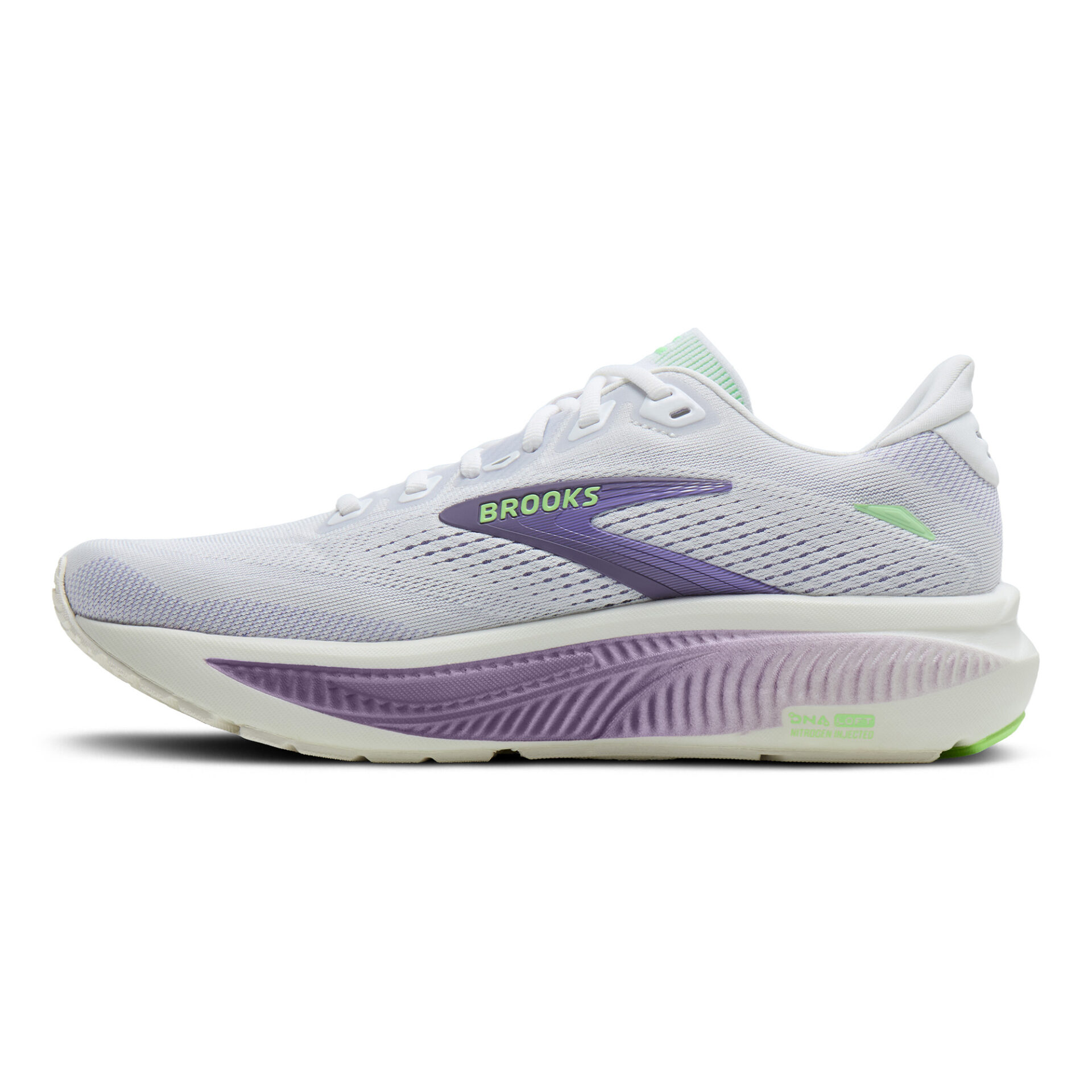Brooks Women's Ghost 18 - White/Purple Hebe/Green - Image 2