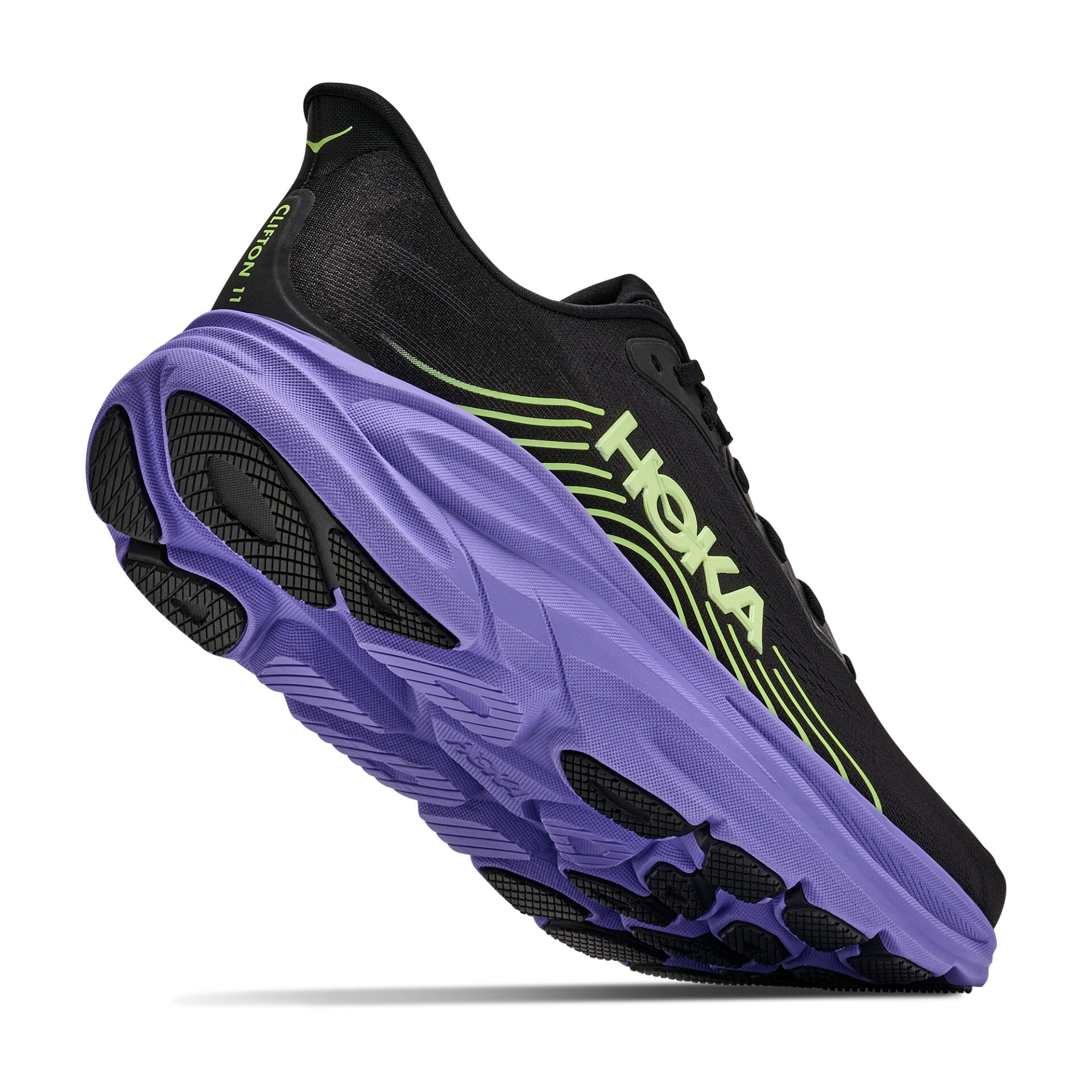 Hoka Men's Clifton 11 - Black/Neon Yuzu - Image 5