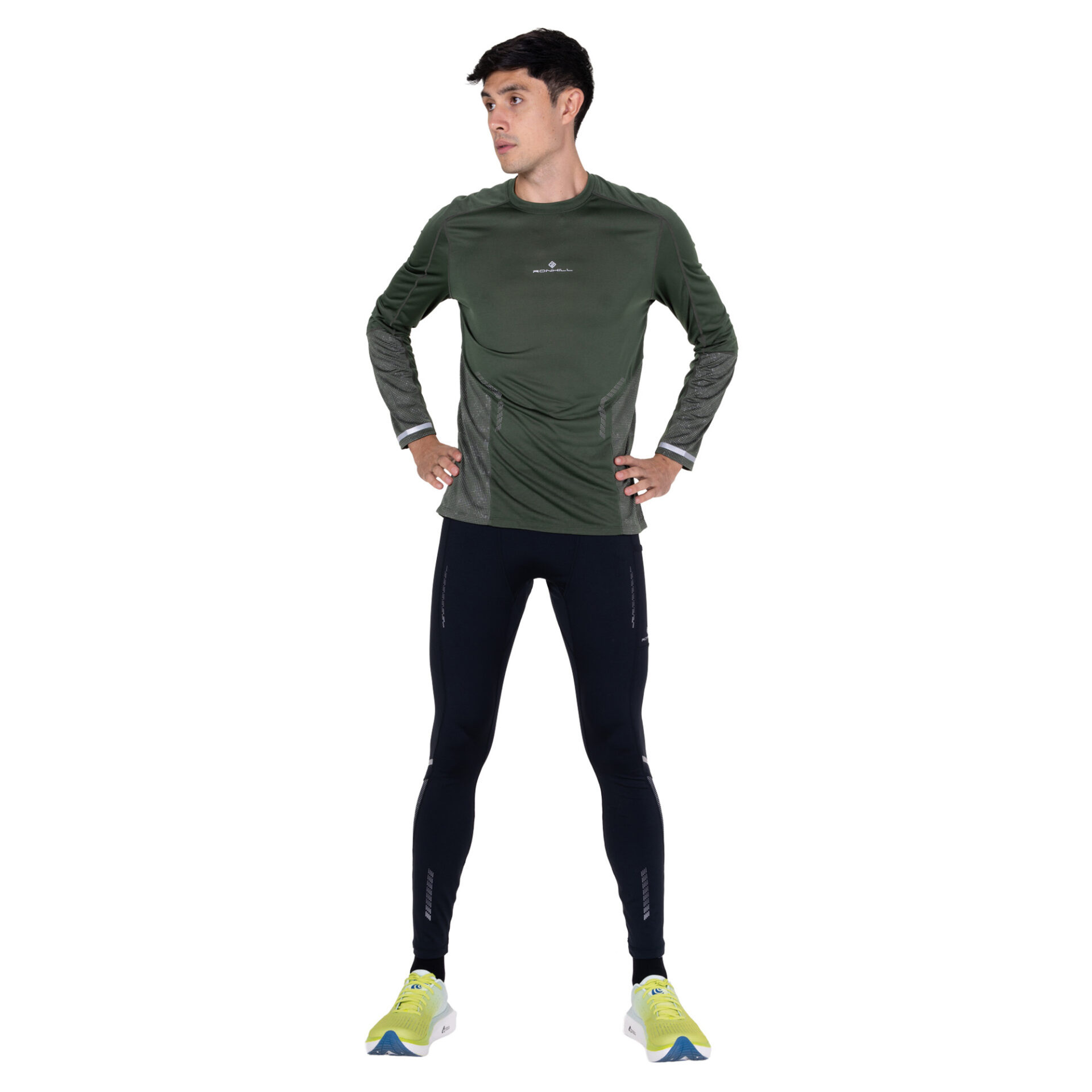 Ronhill Men's Tech Reflect L/S Tee - Kelp/Reflect - Image 4