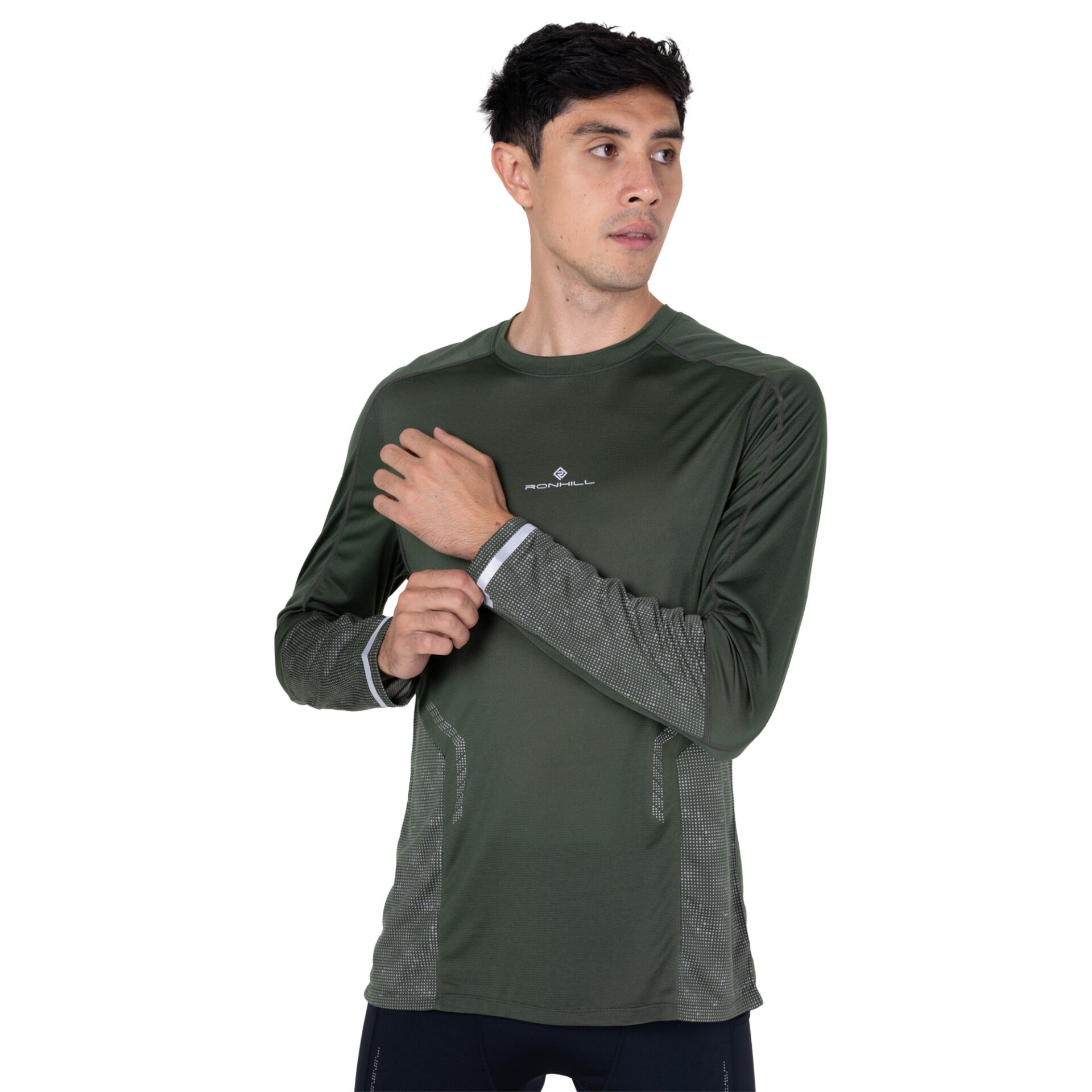 Ronhill Men's Tech Reflect L/S Tee - Kelp/Reflect - Image 3